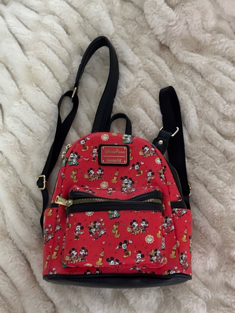 Disney Red Mini Backpack with Mickey & Friends Print